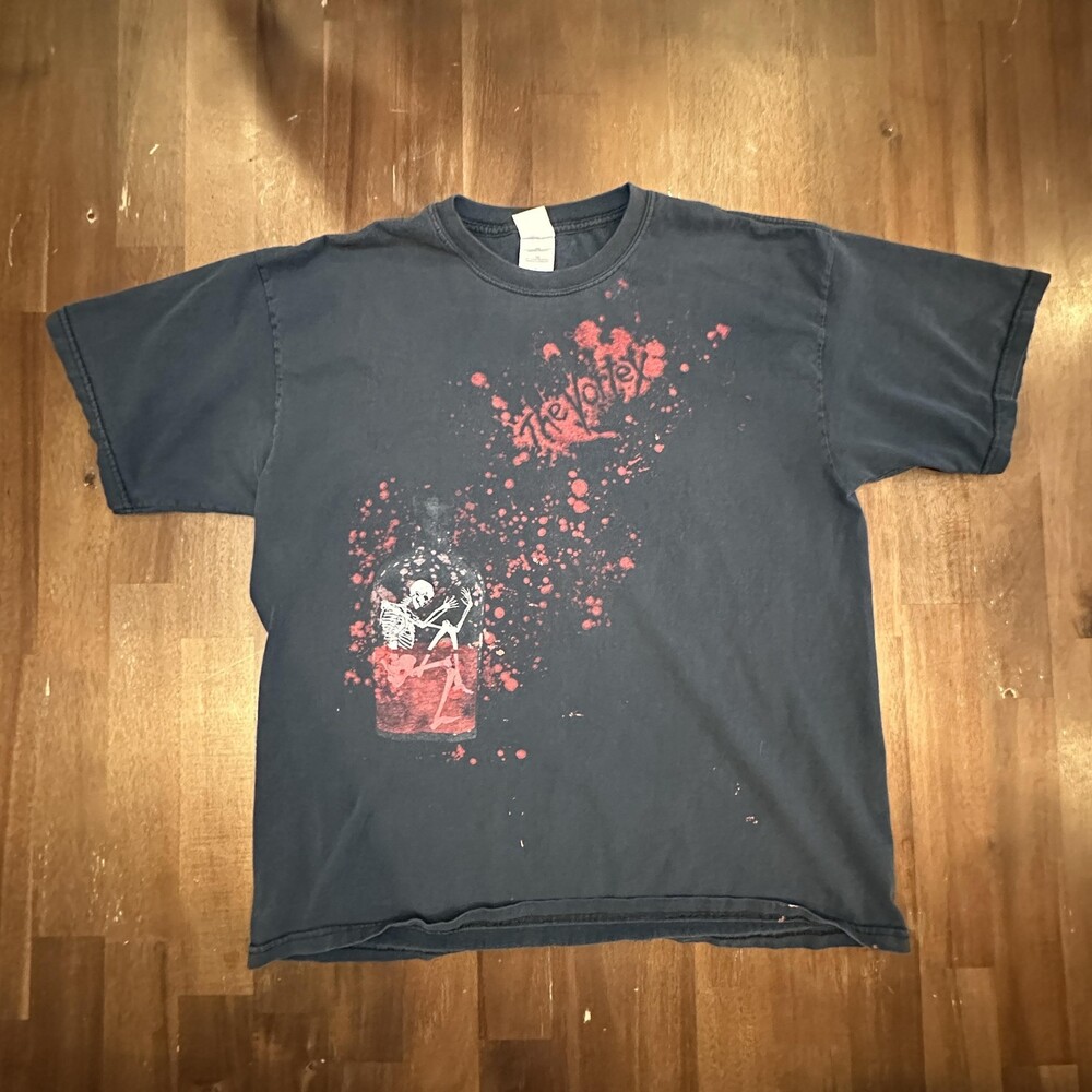 The Vortex Bar And Grill Shirt Mens XL Black Skeleton Bottle Graphic Tee Texas